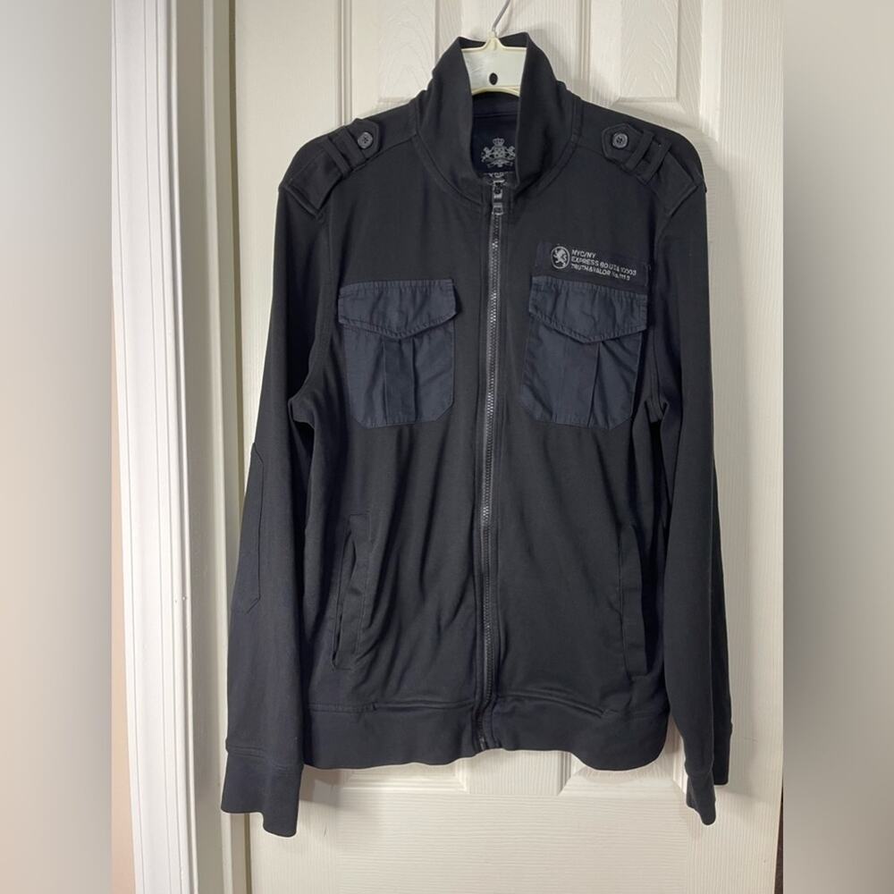 Express Black Cotton Military Style Full Zip Jacket size Medium